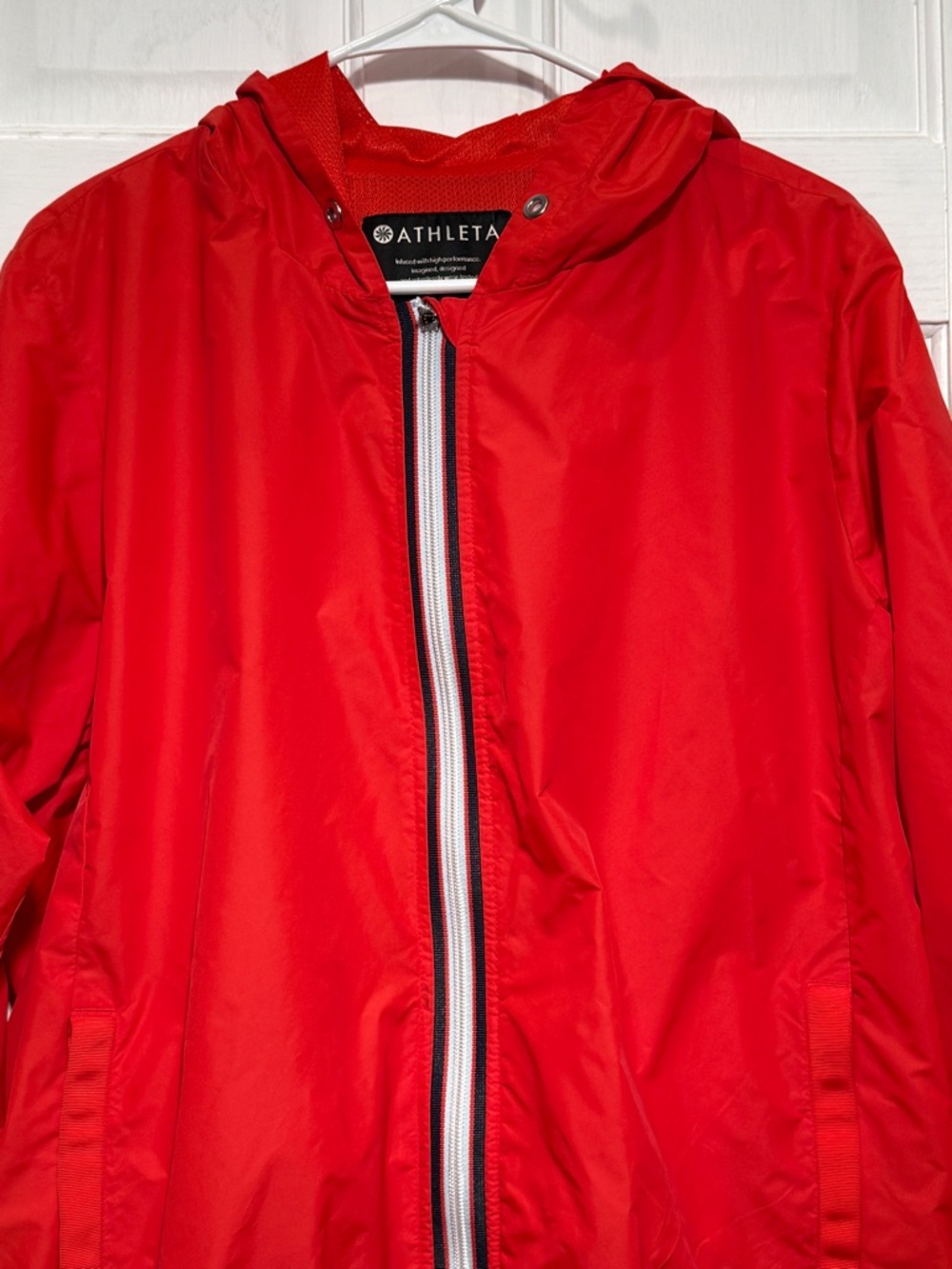 Athleta Red Lightweight Hooded Jacket Zip Front Windbreaker XL Women - Picture 5 of 16